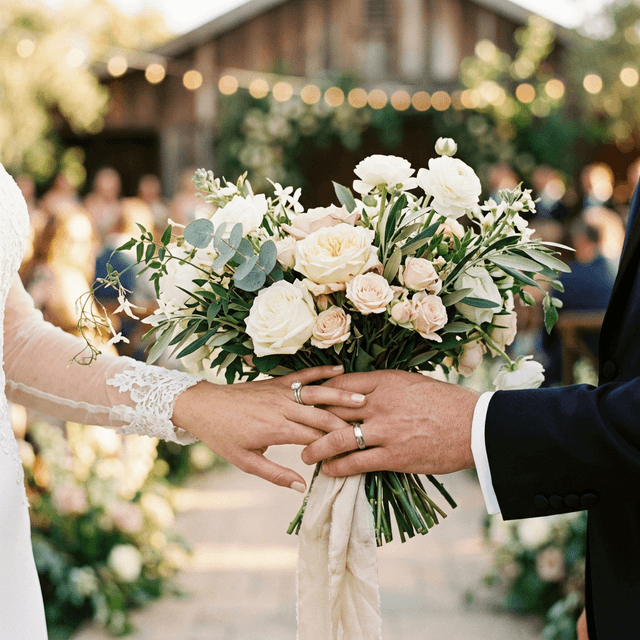 Wedding rings and flowers